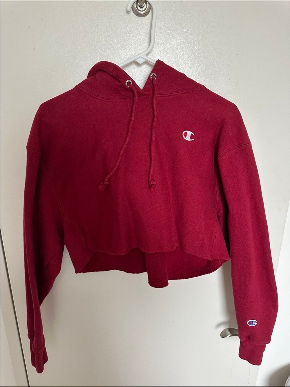 Champion Cropped Hoodie Sweater - Deep Burgundy